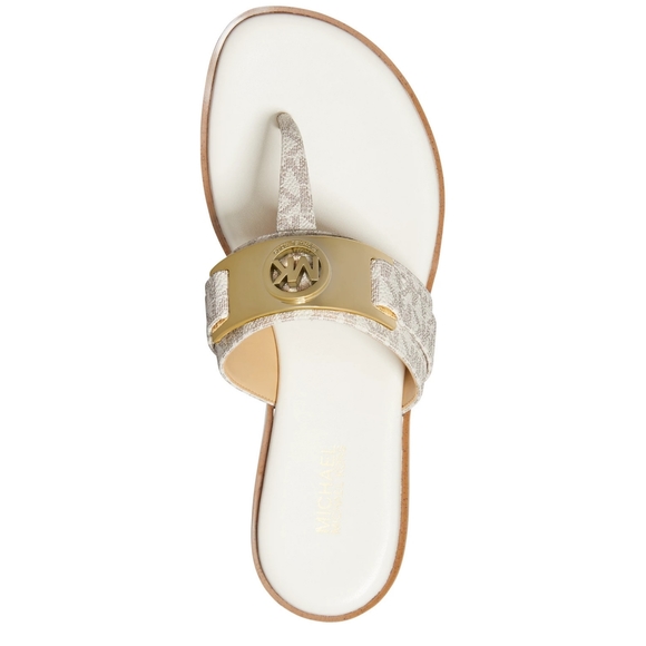 NEW! MICHAEL KORS Women's Briar Logo Sporty Thong Sandals Vanilla Gold Size 7 - Picture 3 of 8